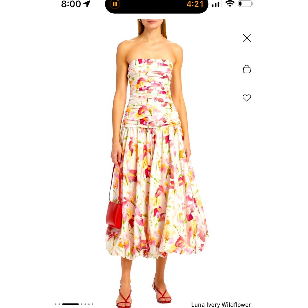 Despina Bubble Midi Dress in Luna Ivory Wildflower
